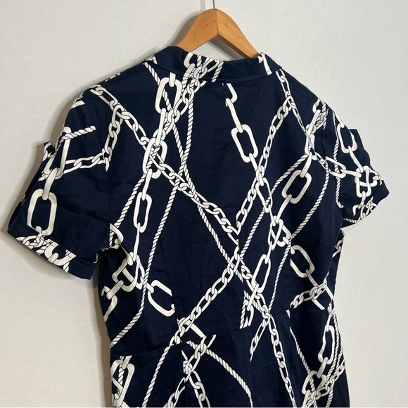 Lennie for Nina Leonard Cotton-Blend Chain-Print Nautical Dress. Size 16. - Picture 10 of 16